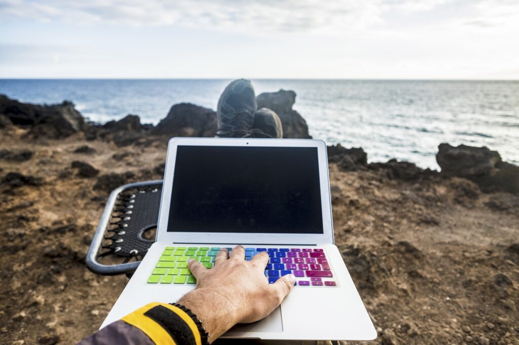 digital nomad work and stay connected with internet and laptop